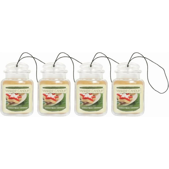 Yankee Candle Car Jar Ultimate Hanging Car Air Fresheners, Christmas Cookie, 0.96 oz (Pack of 4)