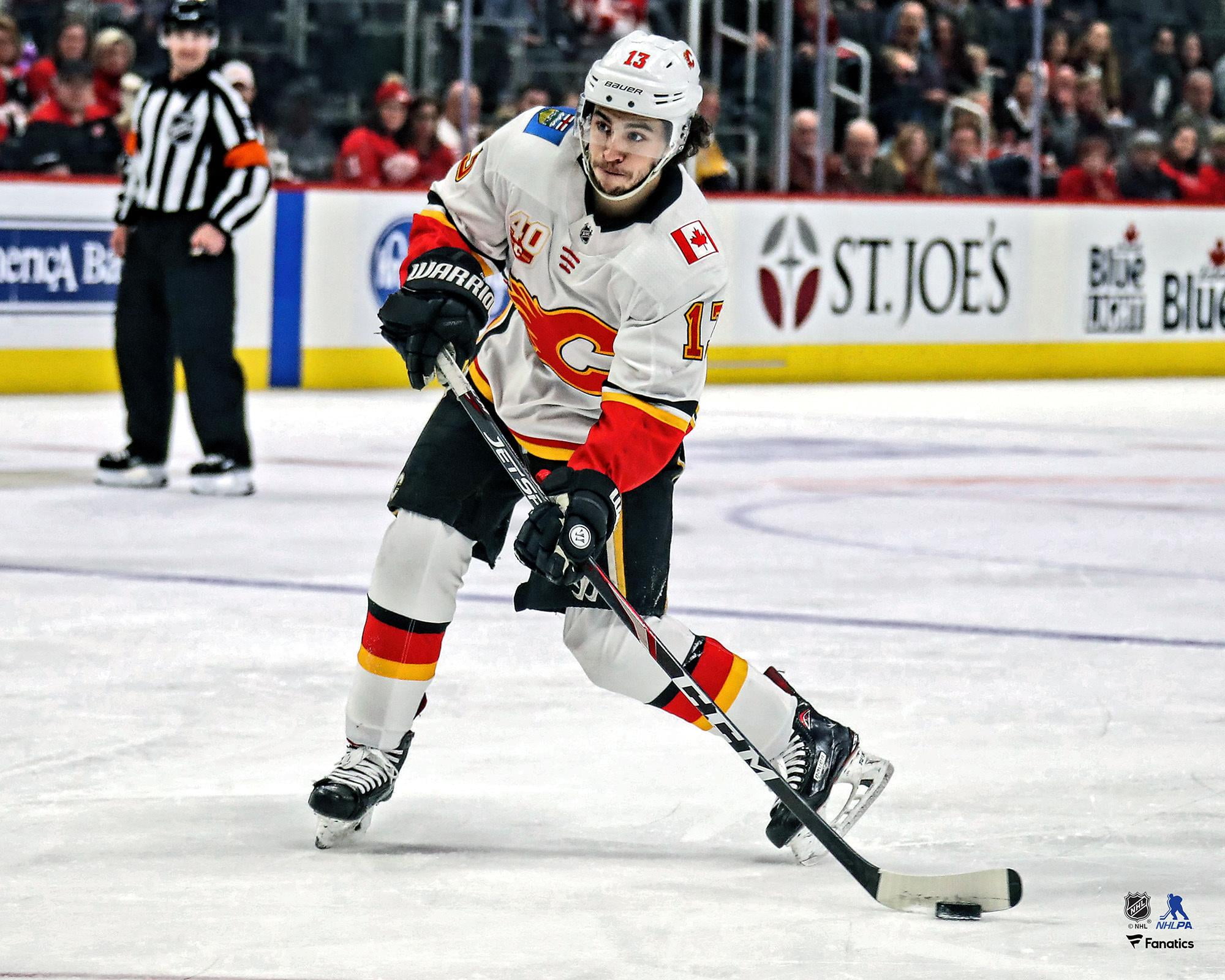 Johnny Gaudreau Calgary Flames Unsigned White Jersey Shooting