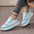 thumbnail image 7 of pwidon Women's Platform Skate Sneakers Lace Up Breathable Low Top Casual Walking Fashion Board Shoes Blue 6.5, 7 of 7