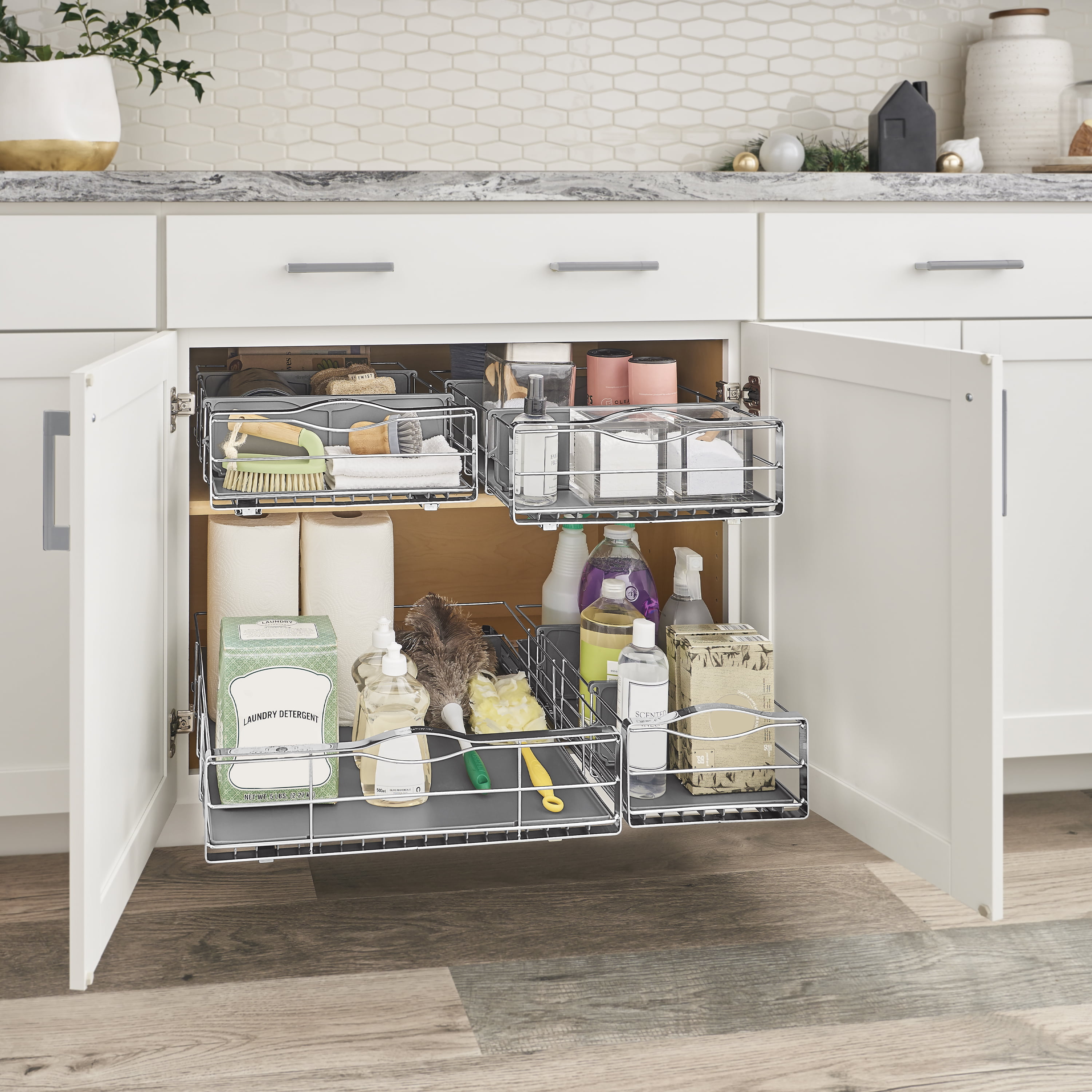 8″ Base Pullout Organizer with Adjustable Shelves-4004 0824 – Dowell  Kitchen & Bath