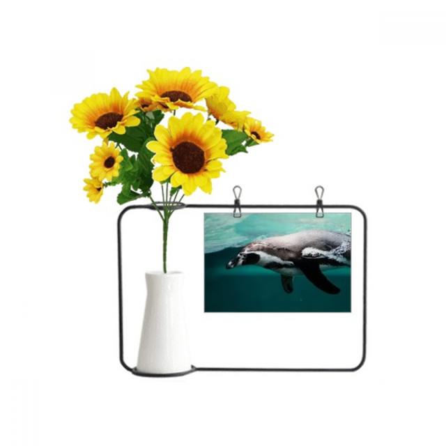 Ocean Deep Blue Penguin Water Picture Artificial Sunflower Vases Bottle Blessing Card