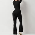 thumbnail image 3 of Women Bodycon Jumpsuit Long Square Neck Slim Fit Flared Pants Romper Playsuit, 3 of 5