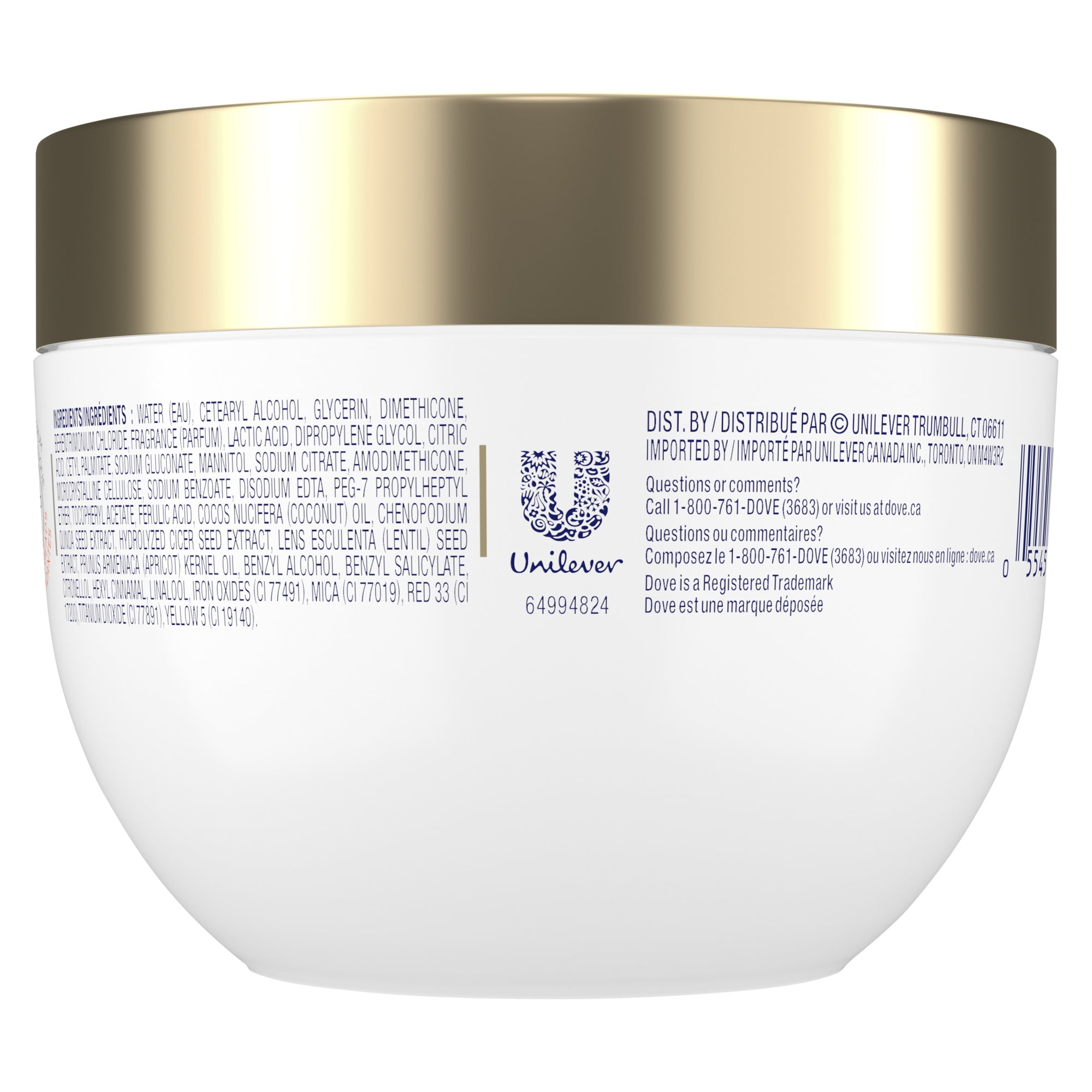 Masque revitalisant Réparation en profondeur de 99 % des dommages capillaires causés par Dove Radical Recovery les UV UV Repair & Glow avec perles Lumi-Beads fondantes 260g