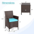 thumbnail image 2 of unbranded 3 Pieces Patio Rattan Furniture Set, Outdoor Wicker Cushioned Sofa with Tempered Glass Tabletop, Rattan Conversation Set for Porch Yard Balcony Backyard Pool, Turquoise, 2 of 18