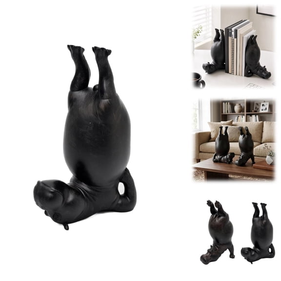 Bookends, Funny Hippo Book Ends for Heavy Books,Creative Yoga Hippos Statue Resin Handstand Animal Figurine,Funny Decorative Bookends for Shelves,Home Office,Gym,Living Room Tabletop