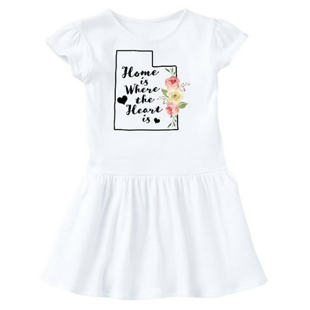 

Inktastic Utah Home is Where The Heart is with Watercolor Floral Gift Toddler Girl Dress