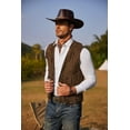 thumbnail image 4 of COOFANDY Men's Western Cowboy Vest Casual Fringe Hippie Costume V Neck Zipper Suede Leather Waistcoat, 4 of 10