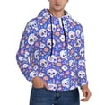 thumbnail image 2 of Pofeuu flower Skull cartoon Print Mens Casual Hooded Collar Drawstring Hoodies Pullover Sweatshirts Casual Long Sleeve Shirts-X-Large, 2 of 7
