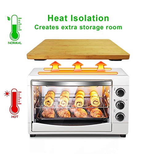 Storage Space Maker Organizer for Smart Toaster Oven 17.7 x 10.8 x 0.75 Serving Tray Convection Oven Top Bamboo Cutting Chopping Heat Isolation Board with Anti-Slip Feet 