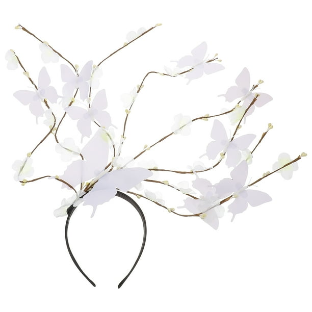 KAKOWELY Diadema de mariposa, diadema de flores simuladas, diadema decorativa para fiesta de cosplay