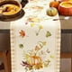 thumbnail image 4 of Linen Thanksgiving Table Runner with Pumpkin Maple Leaf Plaid Design for Harvest Holiday Party Decor, Autumn Kitchen Dining Table Centerpiece, Farmhouse Rustic Fall Decorations, Seasonal Home Accent, 4 of 6