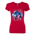 thumbnail image 2 of Wild Bobby Great White Shark USA Since 1776 Women Slim Fit Junior Tee, 2 of 6