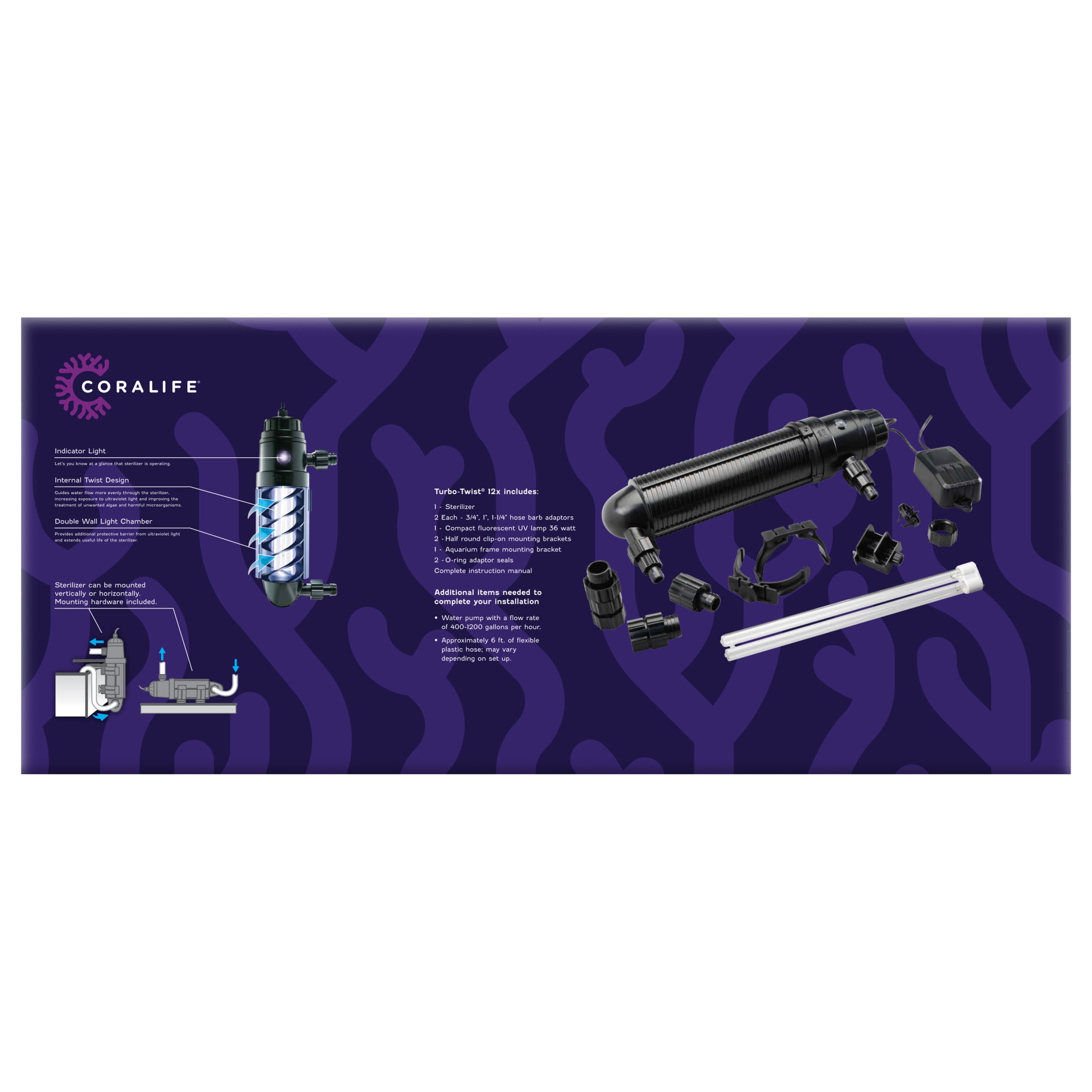 Coralife Turbo-Twist UV Sterilizer 12X, up to 500 Gallon