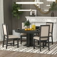 thumbnail image 4 of Harper & Bright Designs Farmhouse Kitchen Dining Table Set for 4, Wood Extendable Round Dining Table Set and 4 Upholstered Chairs, Retro Functional Dining Set for Kitchen, Black, 4 of 18