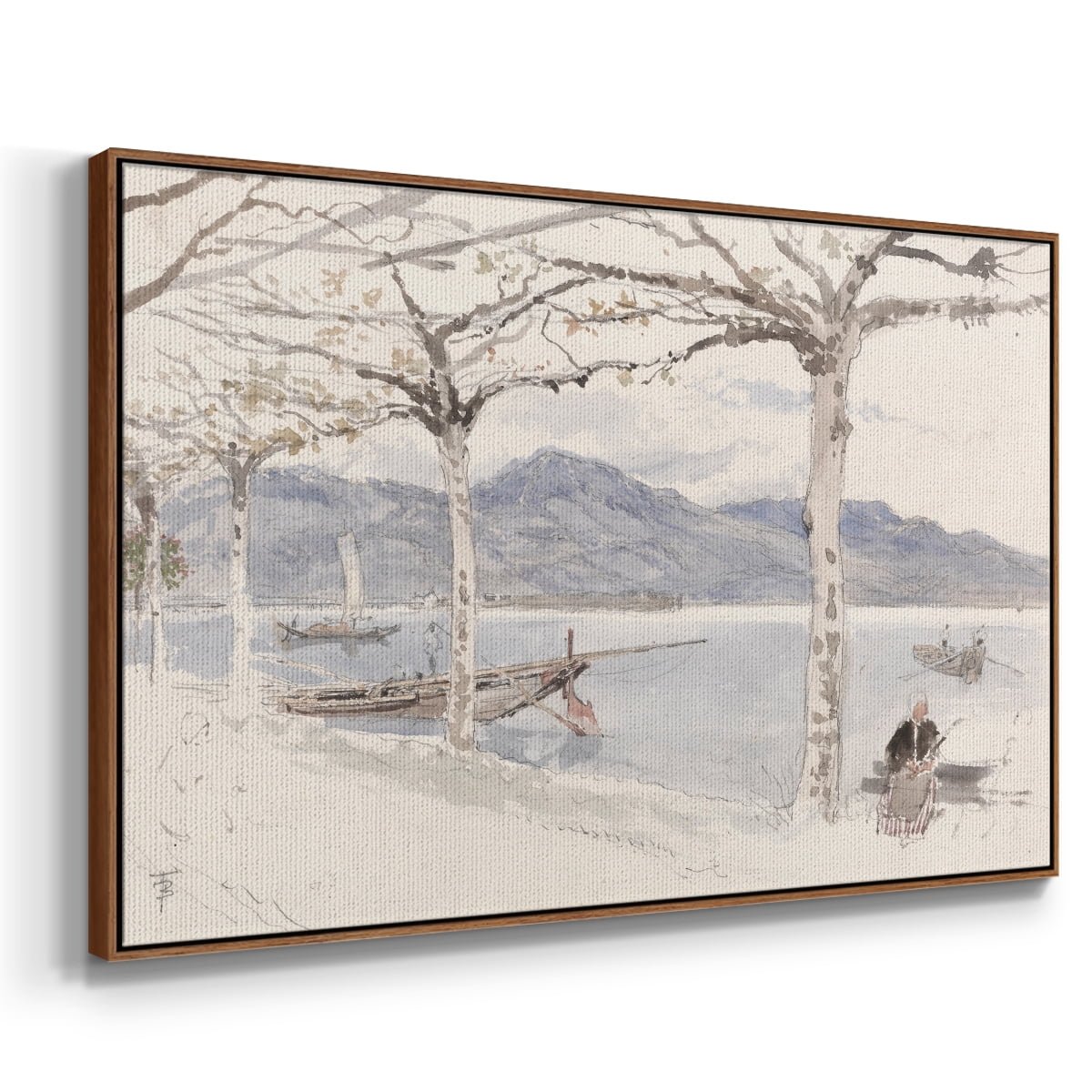 Vintage Landscape-CCCLXXXV By Wexford Home Framed in Walnut Wood Gallery Wrapped Canvas 27 in. x 41 in.