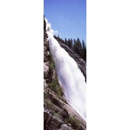 Low angle view of a waterfall Nevada Fall Yosemite National Park California USA Canvas Art - Panoramic Images (18 x