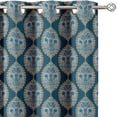 thumbnail image 2 of Vargottam Leaf Design Blackout Curtains - Set of 2 Panels, 52 x 84 Inches Each - Light Blocking & Thermal Insulated Drapes with Grommet Top for Bedroom & Living Room - Blue, 2 of 9