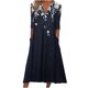 thumbnail image 1 of Vestidos de media manga fruncidos con cuello en V y botones estampados casuales de otoño para mujer Fridja  bnh5728, 1 of 8