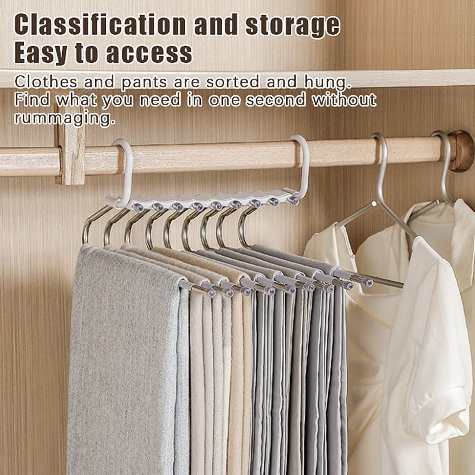Folding Magic Pants Hangers 5/9layers Stainless Steel Space Saving Clothes Rack Organizer For Wardrobe Jeans Trousers Scarf