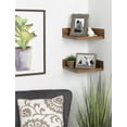 thumbnail image 4 of Kate and Laurel Levie Rustic Modern Floating Corner Wood Wall Shelves, 12 x 12 Inches, 2 pack, Rustic Brown, 4 of 4