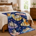 thumbnail image 6 of Dreamy Cats Under Moonlit Stars Watercolor, Peaceful Pet Portrait Pattern, Warm Flannel Blanket for Living Room and Reading Nook, Cat Lovers Friendship Gift, Pet Lover Home Decor, 6 of 7