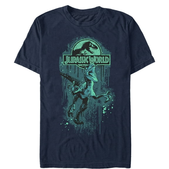 Men's Jurassic Park Raptor on the Loose Graphic Tee Navy Blue 2X Large