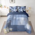 thumbnail image 2 of Homewish Grey Blue Abstract Twin Bedding Sets 7-Piece, Retro Square Abstract Bedding Comforter Set, Oil Printing Artwork Reversible Sheet Sets, Breathable Home Decor, 2 of 7