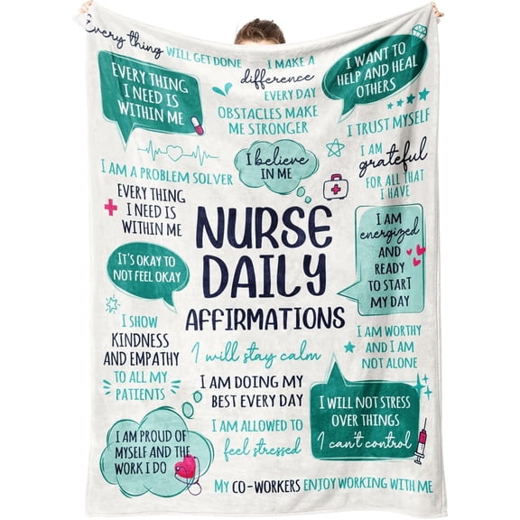 Nurse Gifts for Women Men- Soft Nurse Blanket with Daily Affirmations- LPN RN Gifts for Nurses Practitioner, Nursing School Graduate Birthday Appreciation Gift, Nurses Week/Day Gift 40x50inch