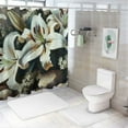 thumbnail image 6 of JEUXUS Retro White Lily Floral Flower Paintings Gray White Brown Plant Picture Shower Curtain for Bathroom Decoration White, 6 of 6