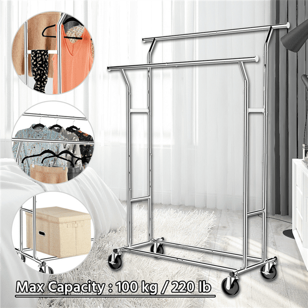 Topeakmart Adjustable Double Rail Clothing Rack ...