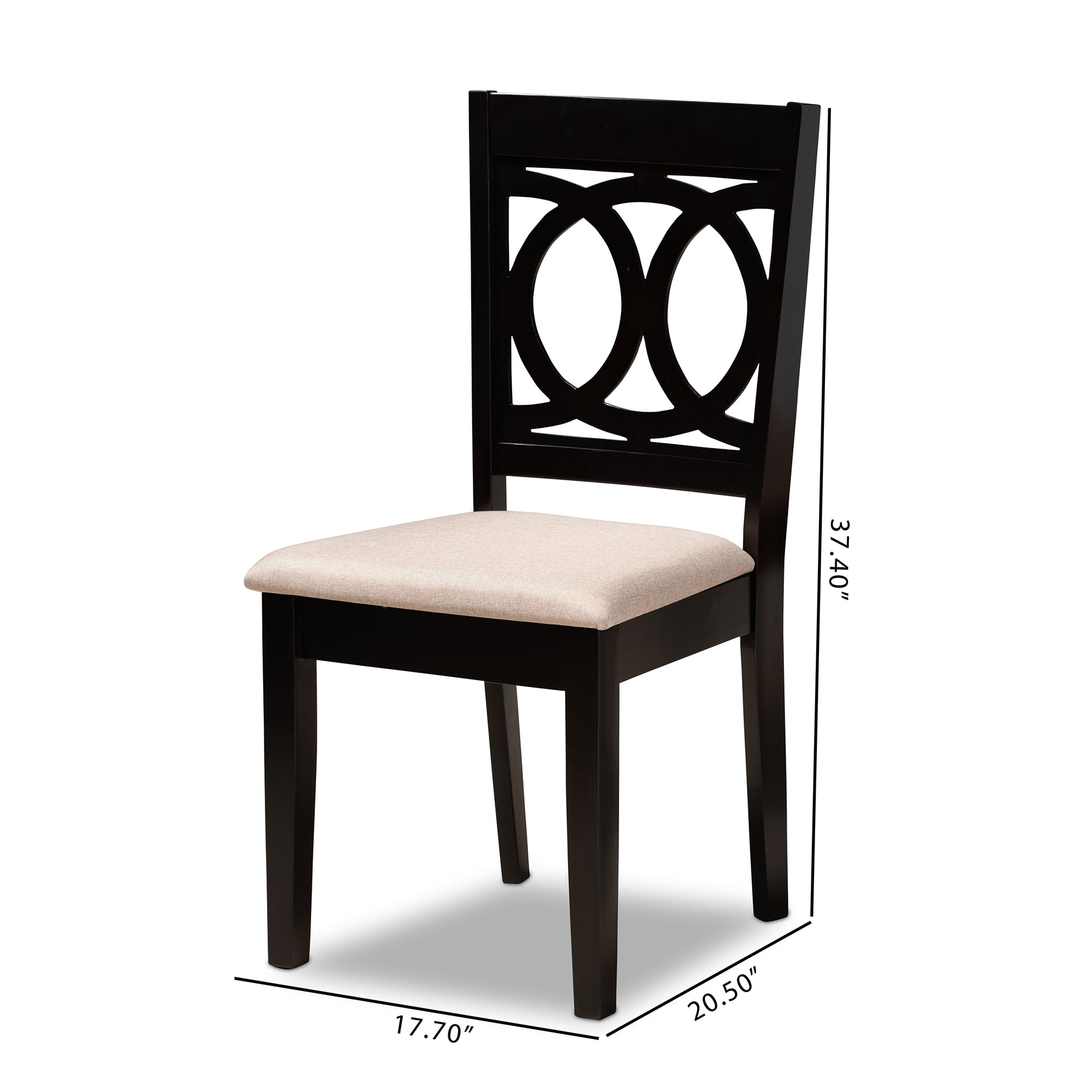 Baxton Studio Lenoir Modern and Contemporary Sand Fabric Upholstered Espresso Brown Finished Wood 2-Piece Dining Chair Set Set