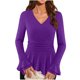 thumbnail image 3 of RKSTN Women's Dressy Sparkly T Shirts Oversized V Neck Glitter Sparkly Long Sleeve Shirt Top Womens Casual Solid Plus Size Sequined Loose Fits Comfy Tee Party Club Night Blouses Fall Spring Clothes, 3 of 10