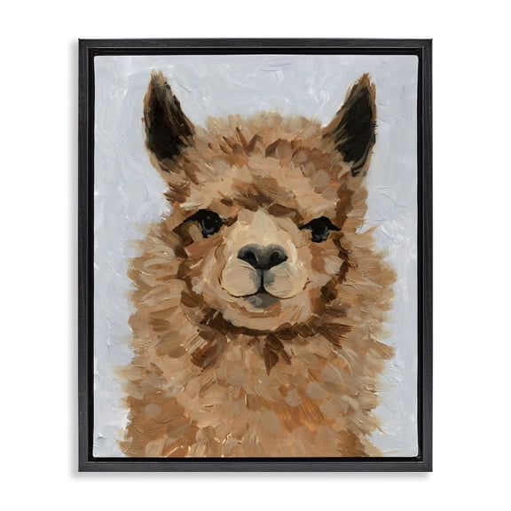 Stupell Industries Rustic Lodge Fuzzy Llama Black Floating Frame Canvas Art, 17 x 21, by Victoria Barnes