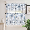 thumbnail image 2 of 3 Piece Kitchen Curtains and Valances Set Blue Spring Floral Cafe Curtains 36 Inch Length Farmhouse Summer Botanical Valance & Tier Curtain for Living Room Bedroom Small Window 54"x18"+27"x36"*2, 2 of 6