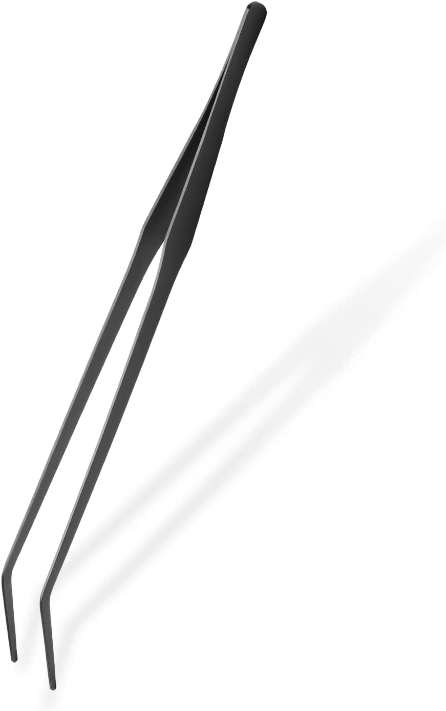 Dohuge 15inch Black Straight and Curved Aquarium Tweezers Set Feeding Tools for Reptiles Lizards Bearded Dragon Gecko Snake Bird Aquatic Plants 