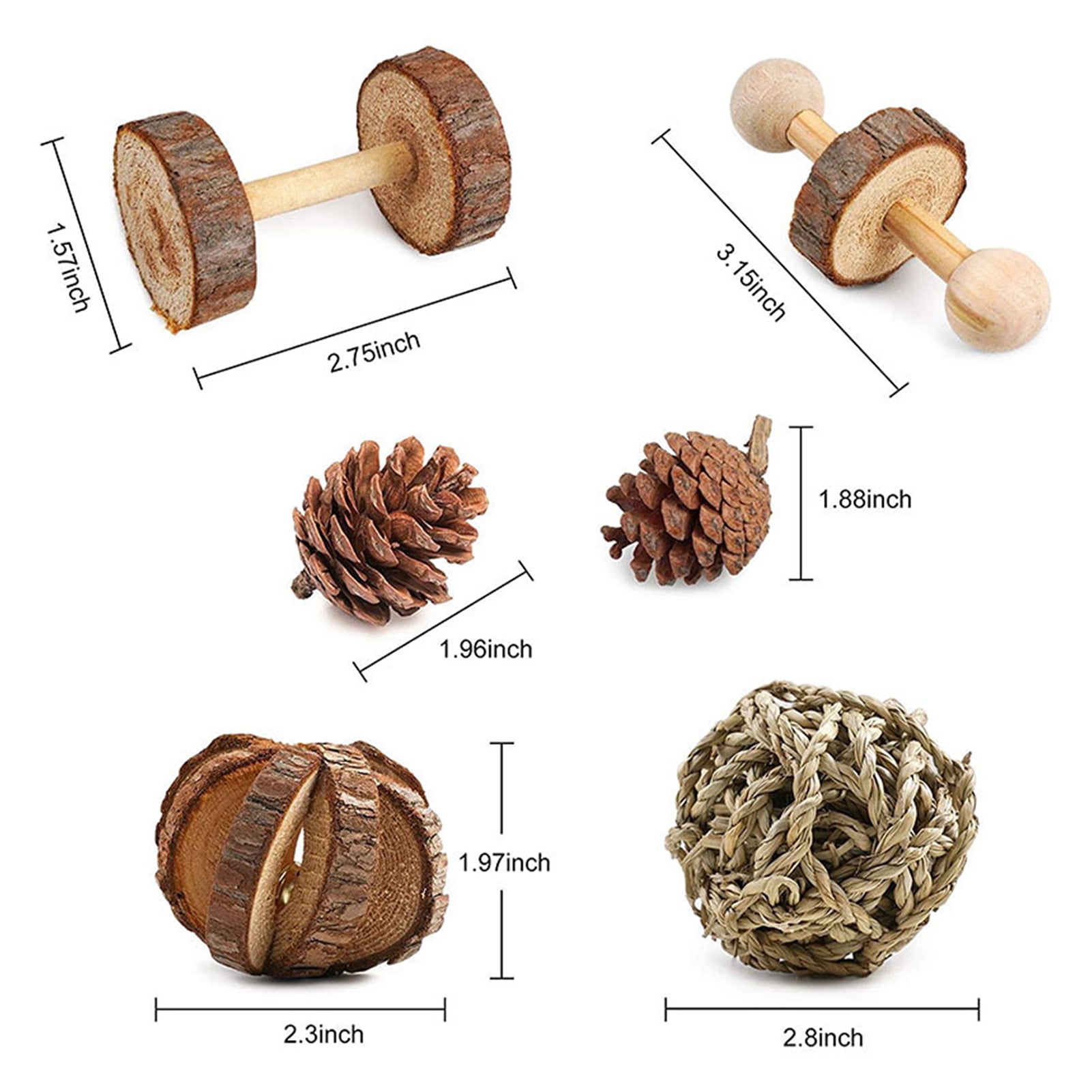 DOPI 10Pcs/Set Molar Toy Long Lifespan Relieve Anxiety Wood Hamster Tree Trunk Toy Set for Chinchillas