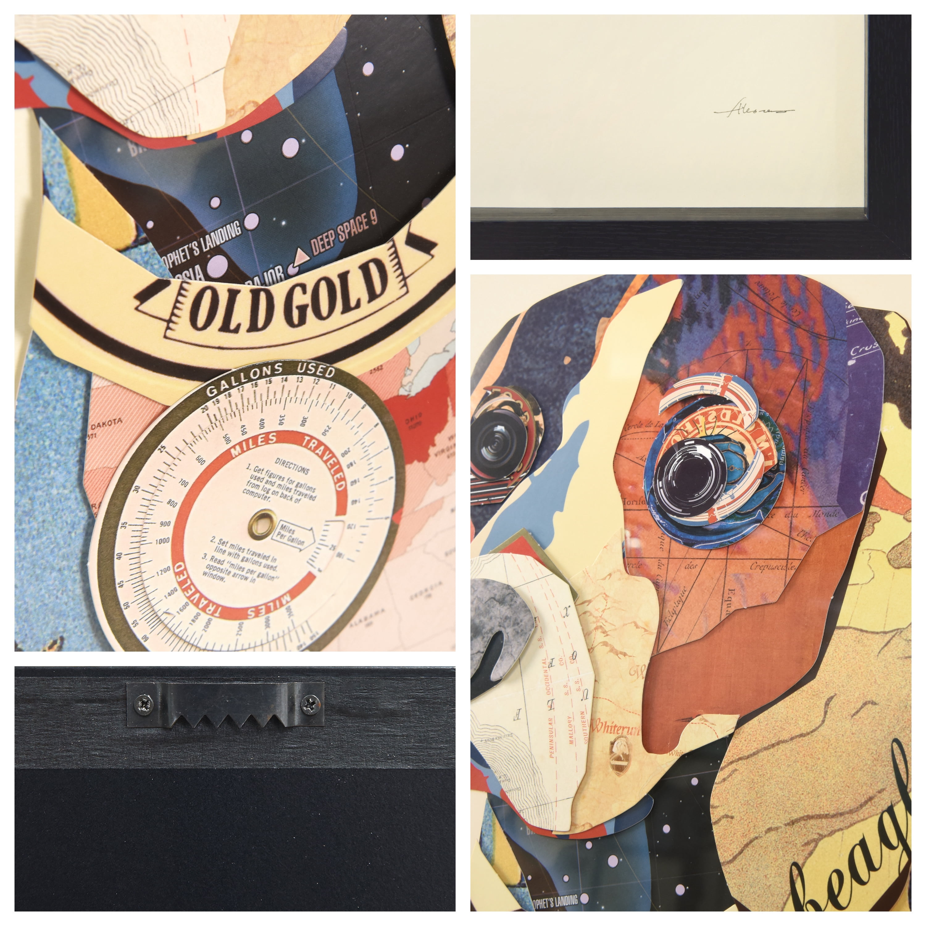 Beagle Dimensional Collage 33 in x 25 in Framed Painting Art Prints, by Empire Art