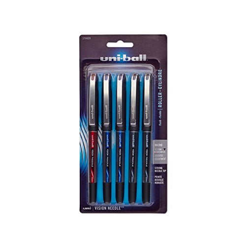 uni-ball Vision Needle Rollerball Pens, Micro Point (0.5mm), Assorted Colors, 5 Count