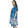 thumbnail image 5 of Bimba Womens Satin Floral Teal Blue Kimono Bridesmaid Drawstring Short Kaftan-4, 5 of 7