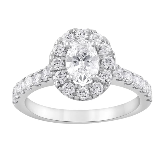 Unique Moments 1.50 ct Lab Grown Diamond Halo Oval Engagement Ring in 14K White Gold