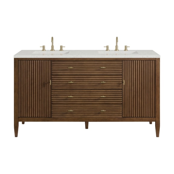 James Martin Vanities 485-V60d-3Ldl Myrrin 60" Double Basin Wood Vanity Set - Mid-Century