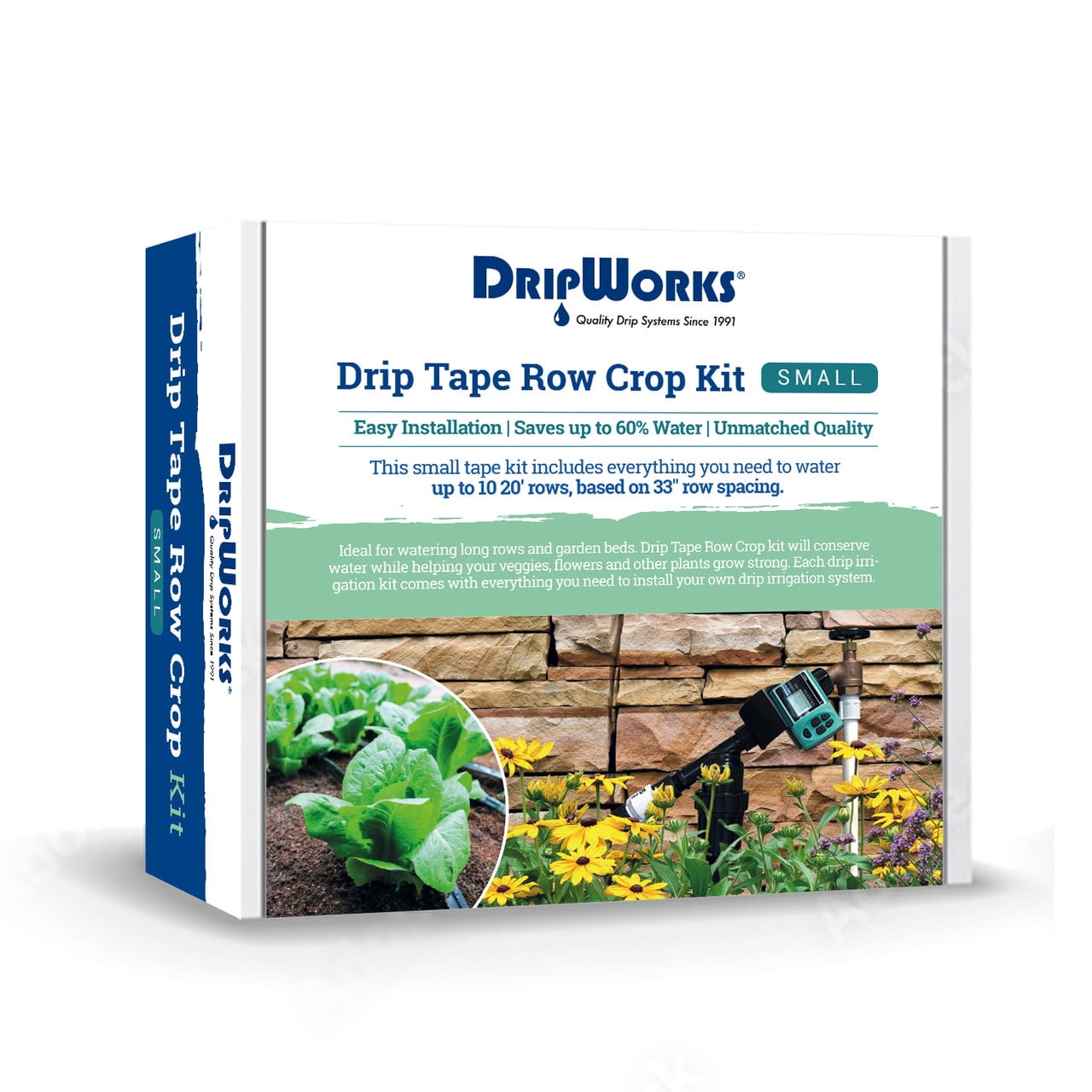 Dripworks Drip Tape Irrigation Kit for Watering Row Crops in Farms - Waters Up to 10 20' Rows | Agricultural Grade Components | Trusted Brand since 1991