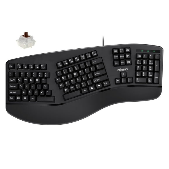 Teclado Adesso EasyTouch 150 con cable, ergonómico, Cherry MX
