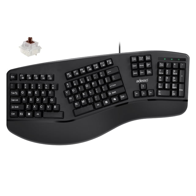 Teclado Adesso EasyTouch 150 con cable, ergonómico, Cherry MX