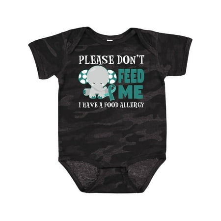 

Inktastic Please Dont Feed Me I Have a Food Allergy with Elephant and Ribbon Gift Baby Boy or Baby Girl Bodysuit