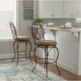 thumbnail image 3 of Linon Baila Big & Tall Metal Bar Stool Scroll Back Swivel Padded Seat in Bronze, 3 of 8