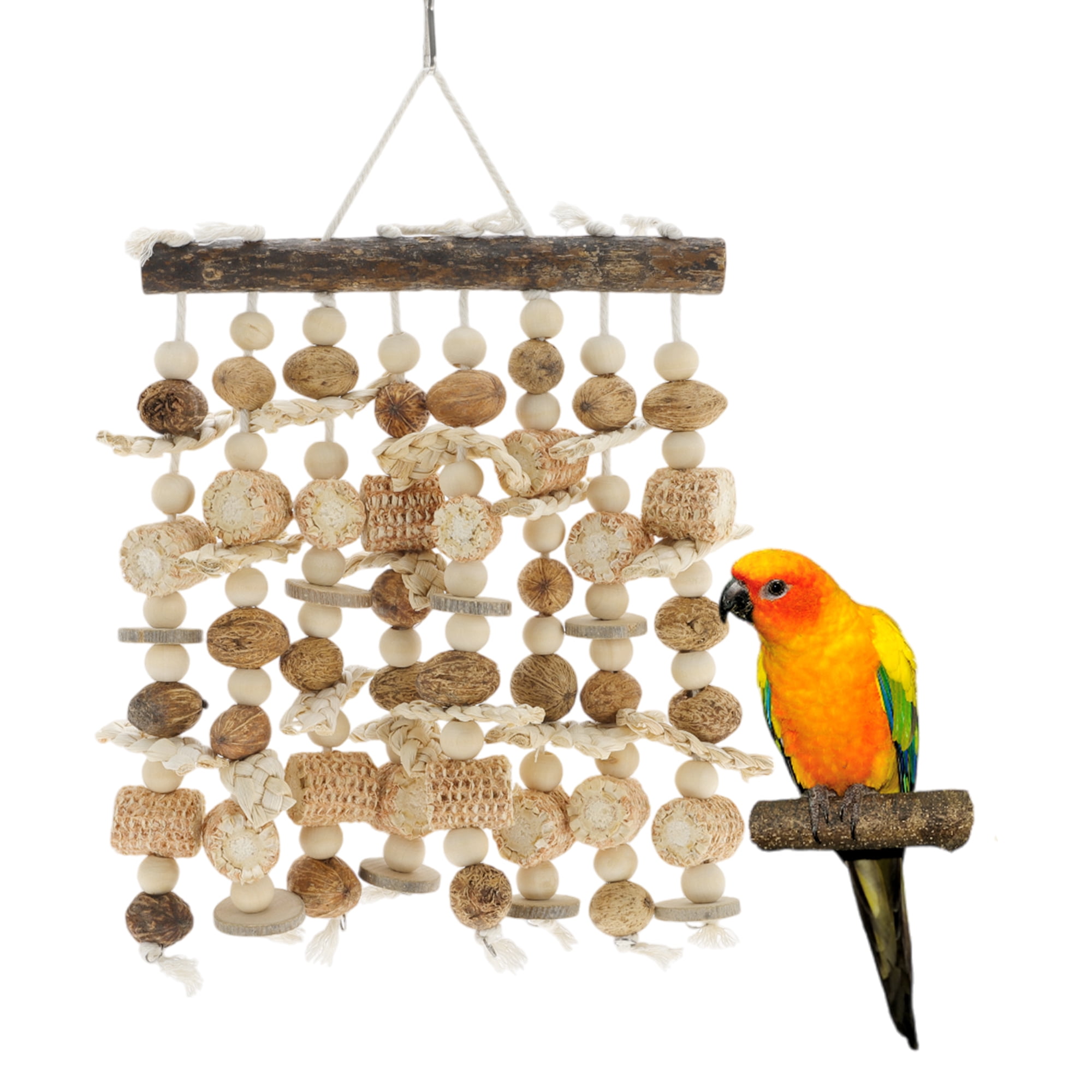 Unique Bargains Bird Parrot Toy Wooden Chewing Tearing Toy Bird Toys Bird Cage Accessories Parrot Cage Bite Toy for Large Medium Birds Macaws