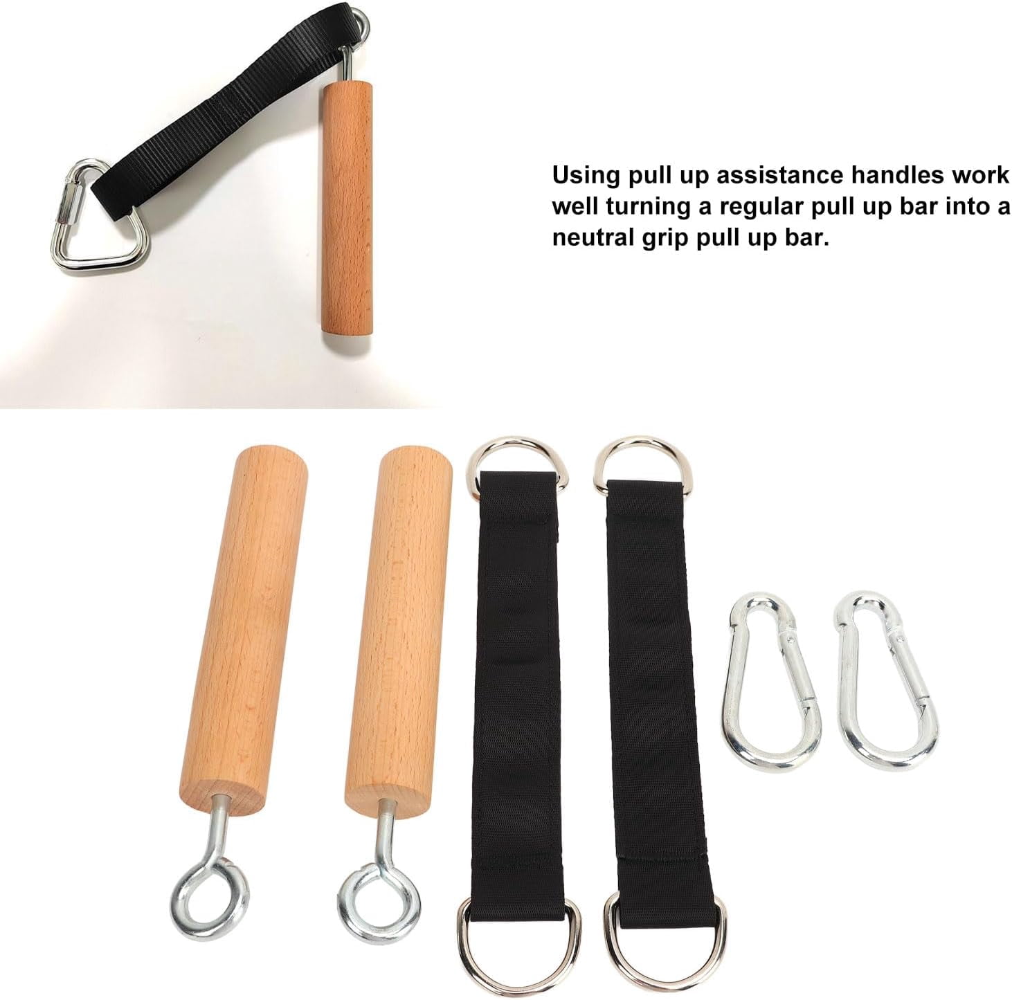 ABCISI Wooden Pull Up Climbing Hold Grips, 1 Pair Hand Grips Strengthener Exerciser Training Tools for Grip Strength, Kettlebells, Workout, Multipurpose Portable Rock Climbing Grip Pull up Handles