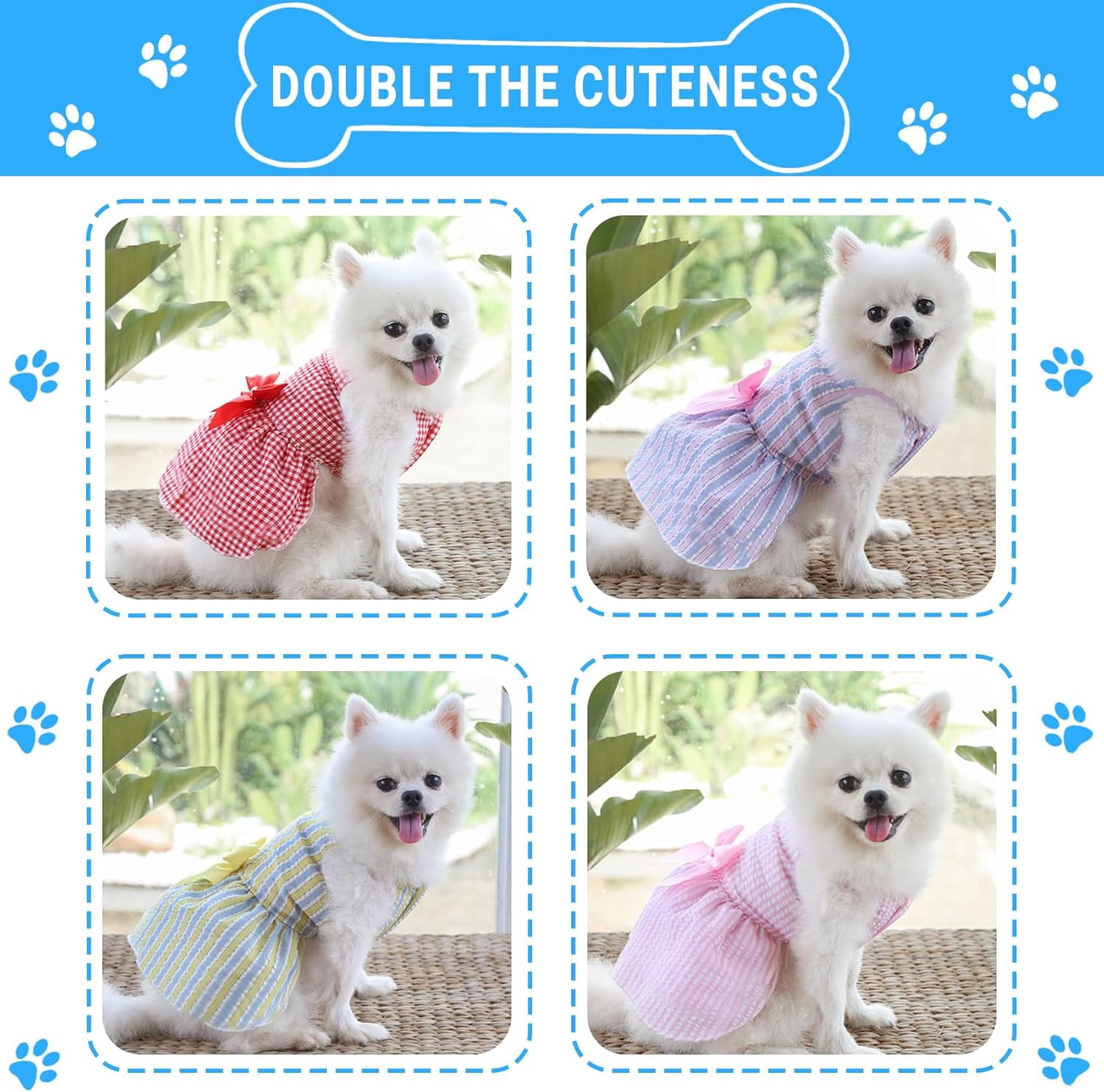XiHAMA Dog Dresses, Fashion Pet Dog Clothes, Striped Mesh Puppy Dogs Princess Dresses