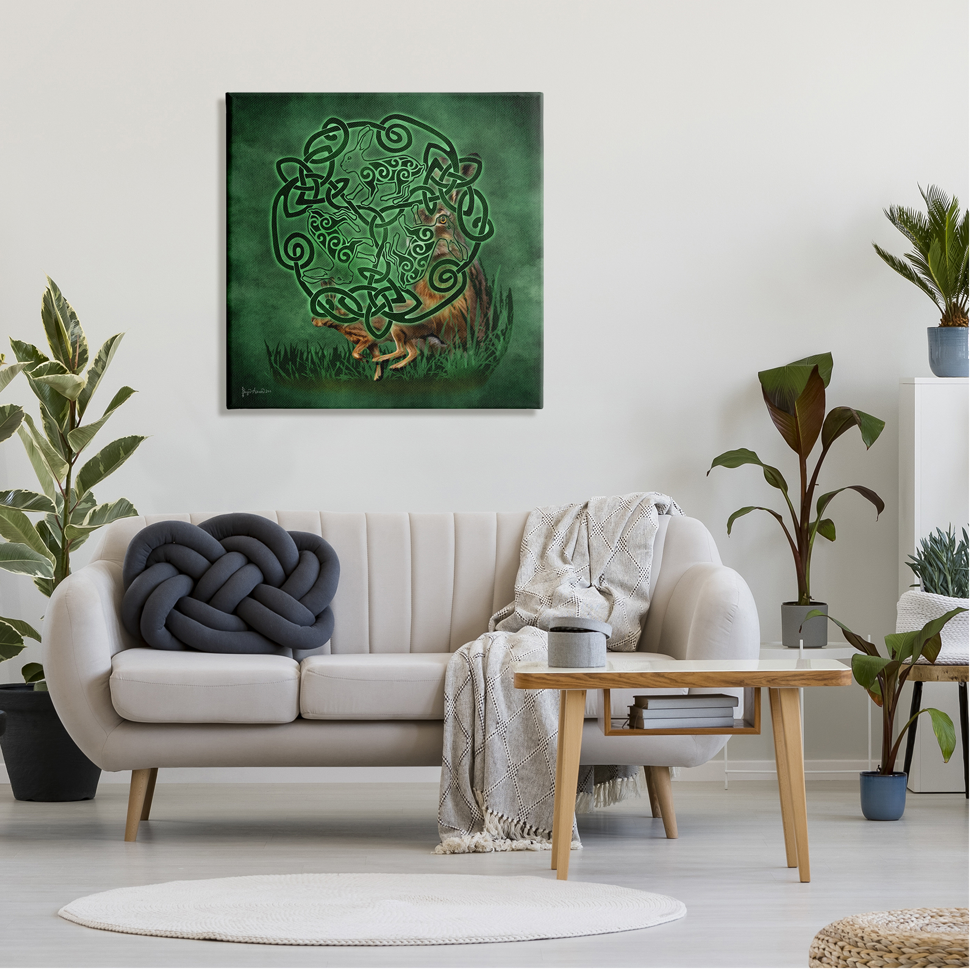 Stupell Industries Celtic Hare Fractal Animals & Insects Painting Gallery Wrapped Canvas Art Print Wall Art, 30 x 30